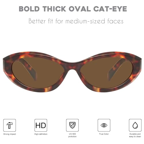 Image of mosanana Oval Cat Eye Sunglasses for Women Retro Y2K Style MS52372 | Geometric Stylish Temples, UV400 Protection, Designed for Daily Outfits, Travel and Fashion Looks