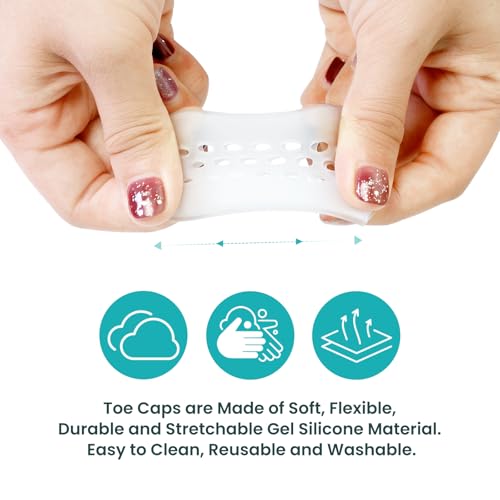 Image of Gel Toe Caps, 32 Pack Toe Protectors for Women, Silicone Toe Covers Sleeves for Men, Blisters, Corns, Friction Pain Relief (Multi-Size)