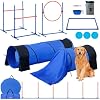VEVOR Dog Agility Training Equipment 13pcs Dog Agility Course Backyard Set 2 Tunnels with SandbagsAdjustable HurdlesWeave PolesJump RingPause Box Puppy Obstacle Course Kit with Storage Bag