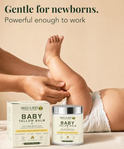 Image of Baby Diaper Balm for Rash Protection with Grass-Fed Tallow & Zinc Oxide