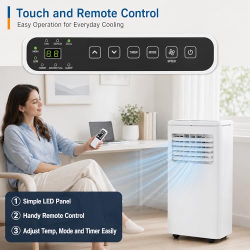 Image of Portable Air Conditioners, Air Conditioners 10,000 BTU 4-in-1 Quiet AC Unit with Cool, Fan, Dehumidifier, Sleep Modes, Standing AC Unit Cools Room up to 450 Sq.Ft, Exhaust Hose & Window Kit