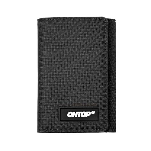 ONTOP Trifold Canvas Wallet Ultra Lightweight with Extra Capacity (Canvas, Black)
