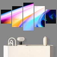 SIGNWIN 5 Panel Canvas Wall Art Abstract Closeup Colorful Digital Art Lights for Home Decorations Ready to Hang - 60