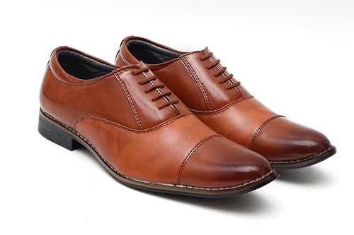 Image of SIR CORBETT Men's Synthetic Leather Oxford Lace Up Formal Shoes