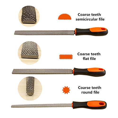 Sdfsx 8 Inches Woodworking Rasp Coarse Tooth Wood Rasp Files Woodworking Carving Filing Hand Tools 3-Piece Set Wood Course Cut Rasp Wood Rasp File Set #TOP2
