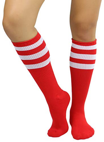 Image of ToBeInStyle Women's Premium Below Knee Athletic Socks w /Contrasting Wide Stripes