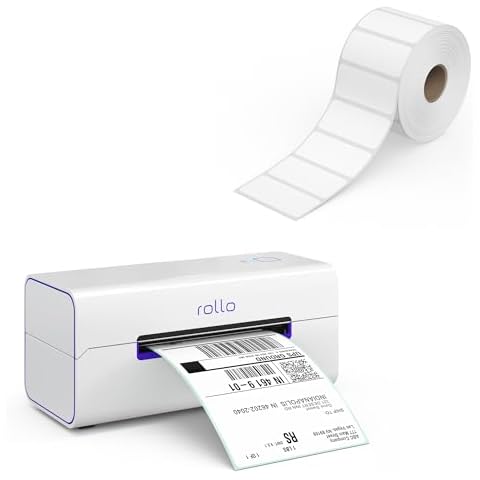 Rollo Wireless Thermal Shipping Label Printer and 1000 2x1 Thermal Labels Bundle - High Speed Direct Thermal Printer for Shipping Packages with Barcode Labels Cover