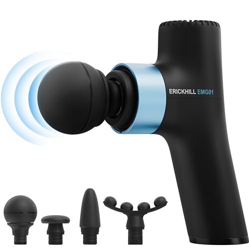 ERICKHILL Mini Massage Gun Deep Tissue, Muscle Massage with 3 Gear Handheld Massage Machine, 4 Skin-Friendly Silicone Massage Tips for Shoulder, Back, Leg, Hand Relaxation, Type-C Recharge Battery ERICKHILL Mini Massage Gun Deep Tissue, Muscle Massage with 3 Gear Handheld Massage Machine, 4 Skin-Friendly Silicone Massage Tips for Shoulder, Back, Leg, Hand Relaxation, Type-C Recharge Battery