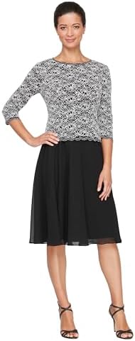 Alex Evenings Women's Tea Length Sequin Mock Dress (Petite and Regular),  Black and White, 12 : Buy Online at Best Price in KSA - Souq is now  Amazon.sa: Fashion