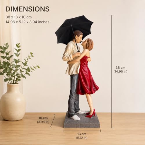 Image of ARMONIA Romantic Umbrella Couple Figurine Showpiece for Home Decor| Polystone Love Statue |Elegant Sculpture for Anniversary,Valentine's Day,Wedding & Gift Items