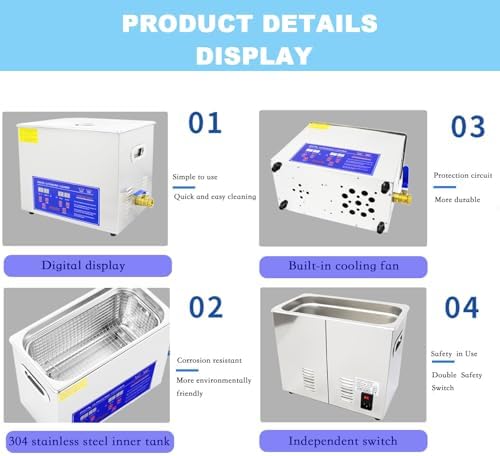10L Ultrasonic Cleaner with Timer & Temperature Control up to 80℃ - Professional Deep Cleaning Machine for Jewelry, Eyeglasses, Watches & More