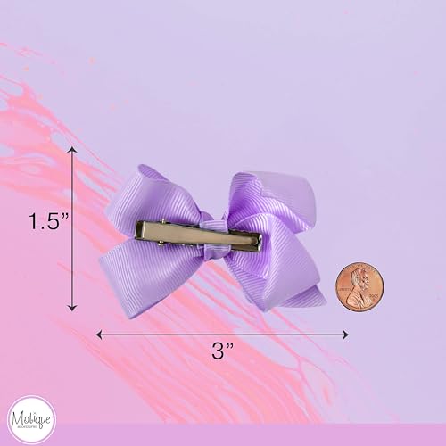 Image of Small Solid Bow for Girls - Set of 12 (Lavender)