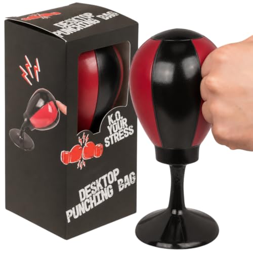 MIJOMA Schreibtisch-Boxsack mit Saugnapf Anti-Stress Punching Ball rot