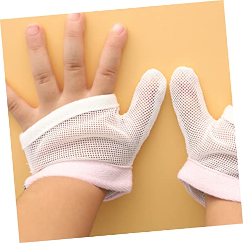 2 Pairs of Breathable Finger Protective Gloves for Infants Thumb Sucking Correction Tool Baby Protective Mittens for Sucking Treatment for Toddlers3