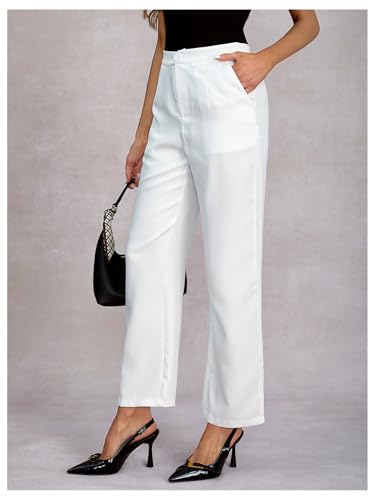Women's Straight Leg Dress Pants High Waisted Work Office Trousers with Pockets2