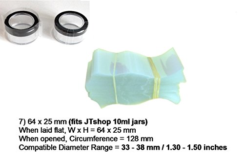 7) 64 x 25 mm Clear Plastic PERFORATED Shrink Band for Jar/Bottle Cap Fits (33-38) mm Diameter - VARIOUS SIZES - Pack of 250 - Image 2