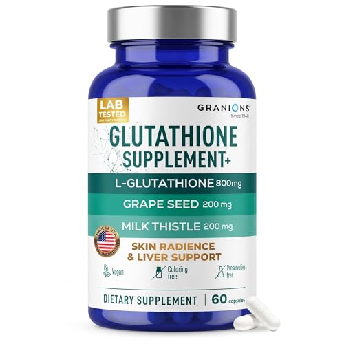 GRANIONS - COMPLEXE ANTI TACHE VISAGE – Glutathion, Vitamine C, Zinc bisglycinate, Selenium, Niacinamide - Éclat, Uniformité du Teint, Éclaircissant, Hydratant Visage - Fabriqué en France - 1 MOIS