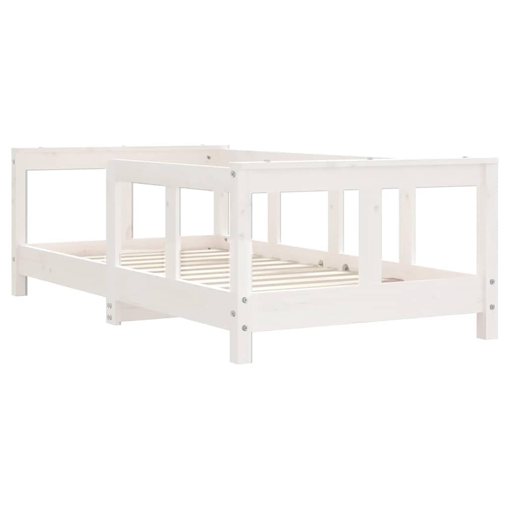 vidaXL Estructura de Cama para Niños, Somier Infantil con Cabecero, Marco de Cama, Mueble para Dormitorio, Madera de Pino Blanco 70x140 cm