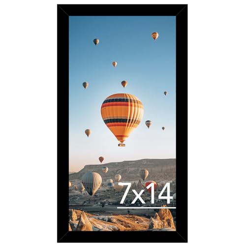 Image of JCJMY 7x14 Picture Frame Black for Wall Hanging or Tabletop, Wall Mounting Horizontally or Vertically, 7 x 14 Wall Gallery Poster Photo Frame with Shatter Resistant Plexiglass, Black