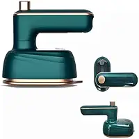 Mini Ferro de Passar Roupa a Vapor Portátil, Verde, Bivolt, 33W, Base Cerâmica, 180x62x84mm, Tanque 50ml, Temperatura 170°C