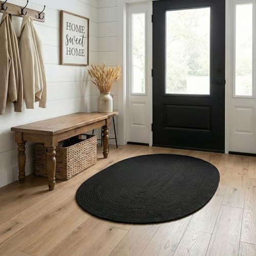 Tapete Ovalado Trenzado Negro 2x3 pies miniatura 4