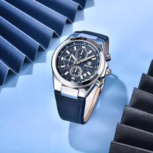BENYAR Quartz Movement Chronograph 30M Waterproof Luminous Date Classic Leather Strap Men's Watches3