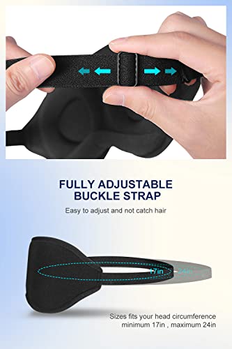 Sleep Mask, 2-Pack of Super Soft and Comfortable 3D Drowsy Sleep Mask, 100% Blackout Sleep Aid Eye Mask for Side Sleepers with Adjustable Straps, Suitable for Travel and Meditation (Black Grey) - Image 6