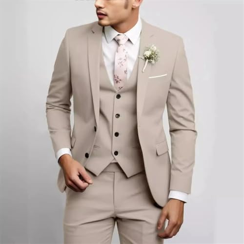 Men Formal 3 Pieces Suit Blazer Vest Pants Set Tuxedo Classic Wedding Dresses Prom Business Suit3