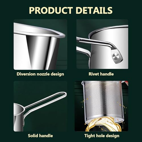 Image of G & P ENTERPRISE Stainless Steel Deep Frying Pot with Basket - 1200ml Oil Fryer Pot with Strainer Basket & Pour Spout | Small Frying Pot for Fries, Snacks, Tempura, Momos (1 PCS)