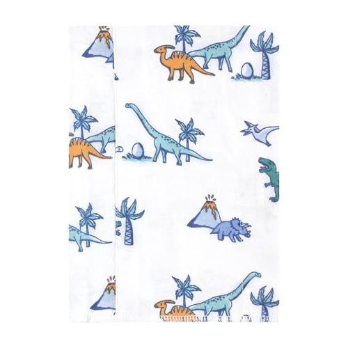 Image of Hudson Baby Unisex Baby Cotton Poly Flannel Burp Cloths, Pastel Dino 4 Pack, One Size