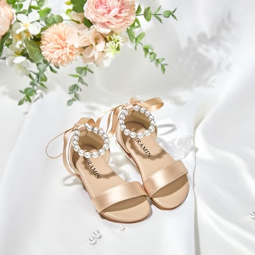 Image of PHIRAMIN Toddler Girl Sandals - Flower Girl Dress Shoes Open Toe Little Kid Wedding Party