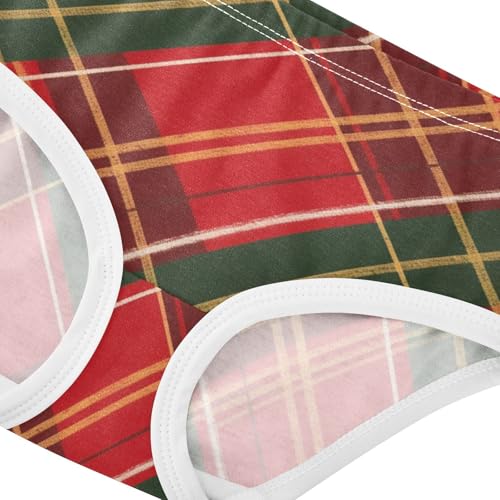 Girls' Briefs Organic Underpants for Girls Bold Red Green Plaid4