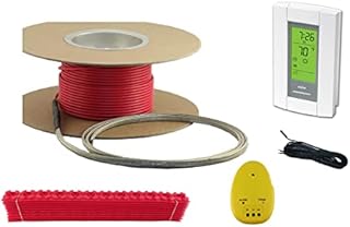 300 Sqft Cable Set, 240 Volt, Electric Radiant Floor Heat Heating System with Aube Digital Floor Sensing Thermostat, Including Thermostat Sensor, Installation Monitor and Cable Guides