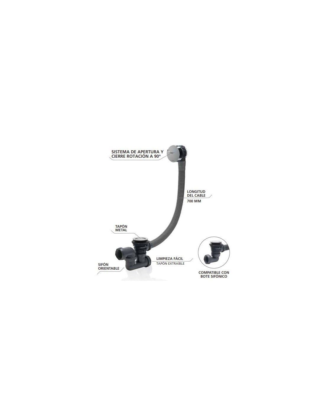 Wirquin - Desague bañera con cable+sifon orientable