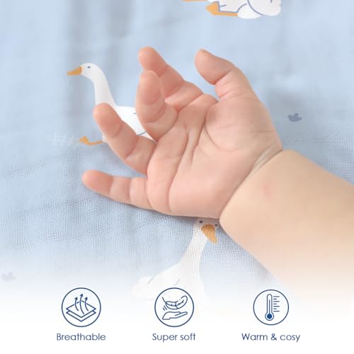 Image of SANDJEST Little Goose Minky Muslin & Dotted Blanket 30x40 in Gift for Holiday, Gender Reveal Party, Hospital Visit, Baptism