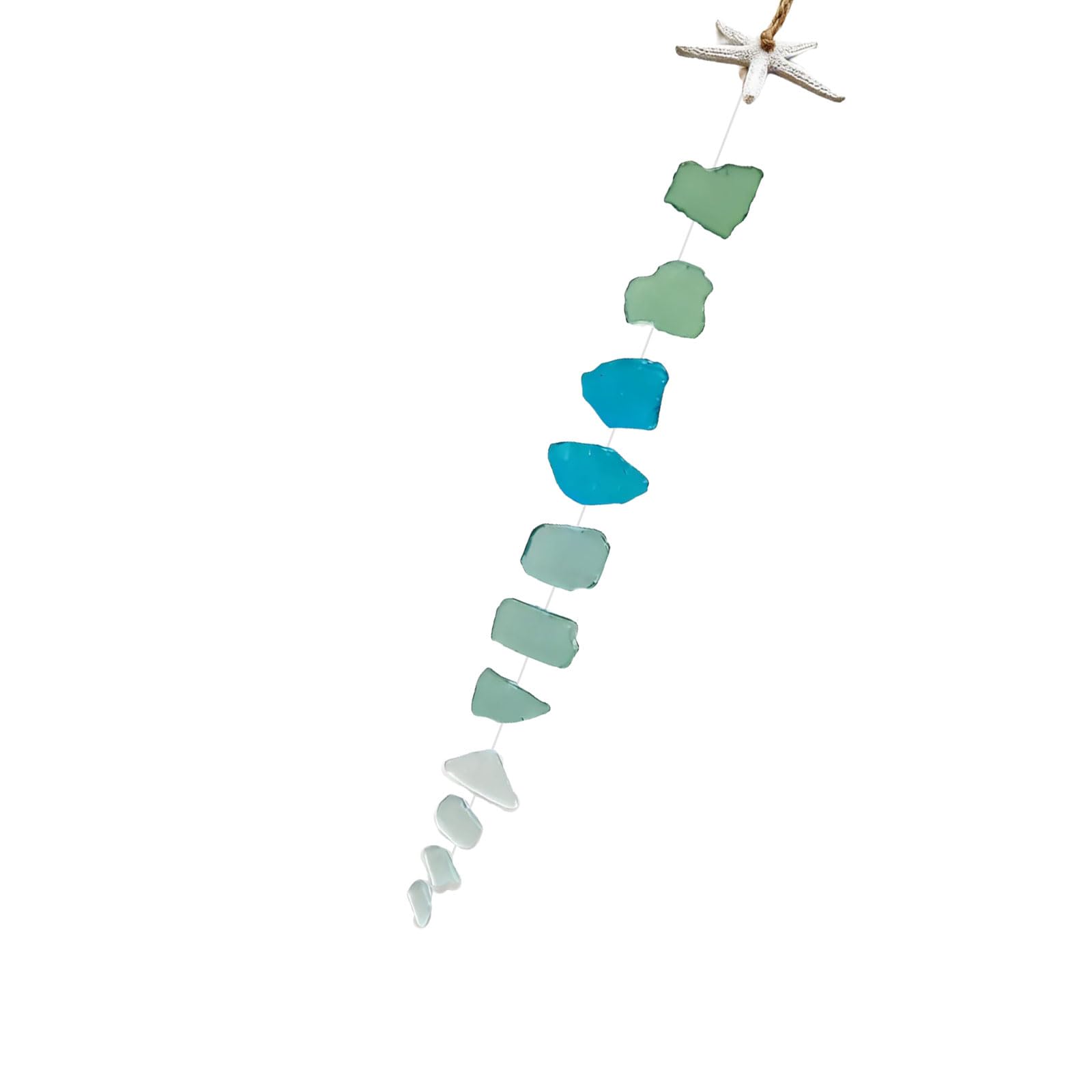 Tsophreniq Multicolored Sea Glass Wind Chimes with Resins Starfishes Accent for Home Wall Outdoor Garden Decors Garden Wind Chimes