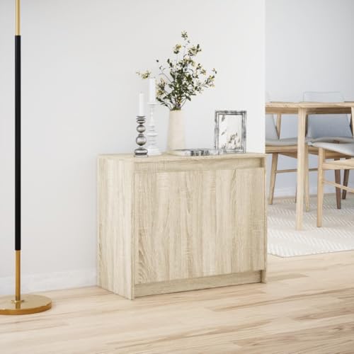 Mueble buffet duradero Sonoma de roble con iluminación LED RGB ajustable 3