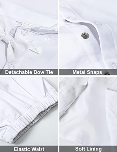 A&J DESIGN 5pcs Toddler Baby Boys Suit Set, 12 Months - 3T, Gentleman Suit Shirt & Shorts & Vest & Hat & Bow Tie4