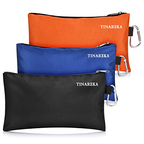 TINAREKA Canvas Tool Pouch - 3 Pack Heavy Duty Multipurpose Pouches with Zipper, Water Resistant Utility Tools Organizer