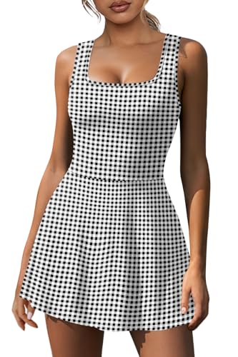 Image of NIASHOT Women's Athletic Dress with Built-in Shorts & Pockets Workout Tennis Golf Active Wear U Neck A-line Dresses