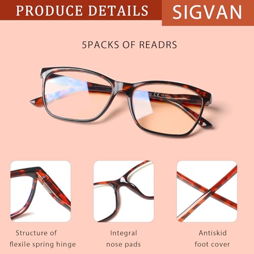 Image of SIGVAN Ladies Reading Glasses Blue Light Blocking Spring Hinge Fashion Pattern Print Eyeglasses for Women