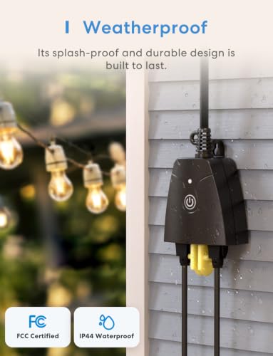 Image of meross Outdoor Smart Plug Compatible with Apple HomeKit, Siri, Alexa, Google Assistant and SmartThings, Waterproof Outdoor Outlet, Remote & Voice Control, Timer, FCC and ETL Certified