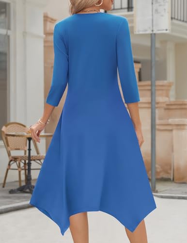 Image of Zeagoo Midi Dresses Women 2026 Dress 3 /4 Sleeve Casual Dresses with Pockets A Line Summer Beach Sundress