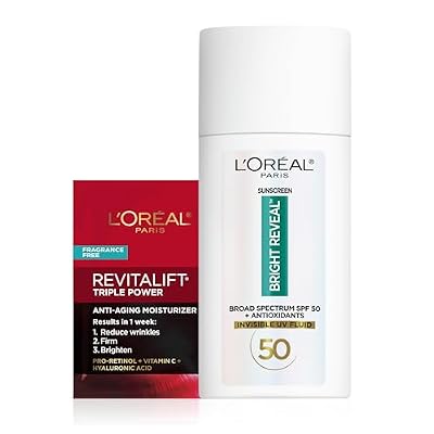 L'Oreal Paris Bright Reveal Broad Spectrum Daily SPF 50 UV Lotion, 1.7 fl oz + Moisturizer Sample