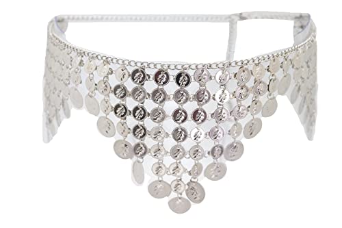 Women Fashion Silver Metal Chain Greek Coin Belt Hip Waist Belly Dance Sexy Fit Size S M