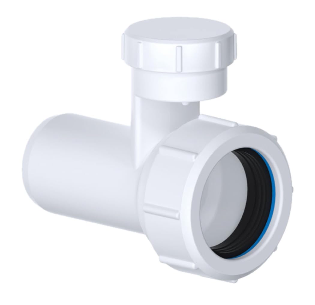 PlumbEZ 1¼″ Anti Vac Adapter for Waste Traps – 32mm Anti Vacuum Valve Fitting to Prevent Negative Pressure, Maintain Water Seal, Stop Gurgling & Odours – Polypropylene Universal Outlet