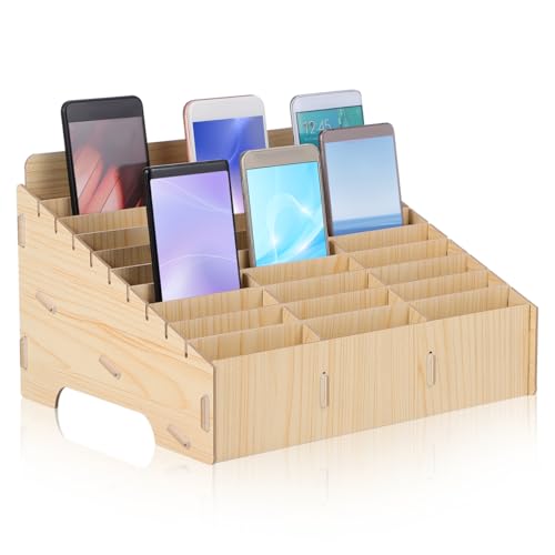 IMIKEYA Handygarage Organizer Schrank Regal Mit Schubladen Ordnungssystem Büro Schreibtisch Schule Handy Box Aufbewahrungsbox Handybox Kassettenregal 30 Fäher Handy-Aufbewahrungsbox Holz Fächer