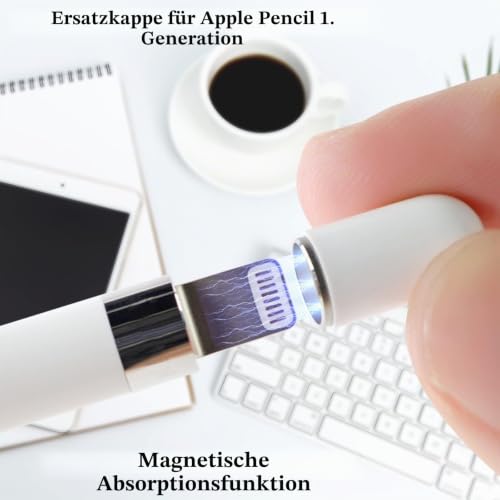 Wilbeva 2 Stück Kappe für Apple Pencil 1. Generation + 2 Stück Spitzen Ersatz & Nib Zubehör für Apple Pencil 2/1 Generation+2 Anti-Verlust… – Ansicht 2