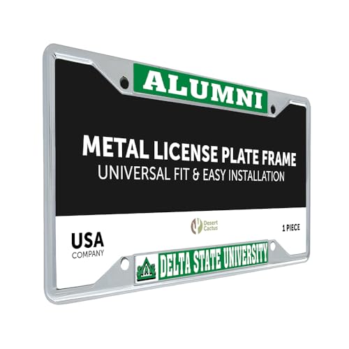 Desert Cactus Delta State University Statesmen DSU Metal License Plate Frame for Front or Back of Car Officially Licensed (Alumni)