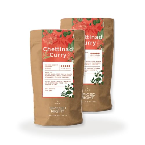 Image of Spiced Right Chettinad Masala |Pack of 2 | 200g | with Natural Ingredients | No Preservative or Artificial Colours | Enriched with Red Chilli, Kapok Buds, Star Anise, Black Peppercorn, Coriander Seed.